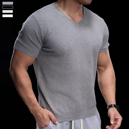 【M-3XL】🌿Lélegző V-nyakú kötött póló – Könnyű, puha, egész napos kényelem