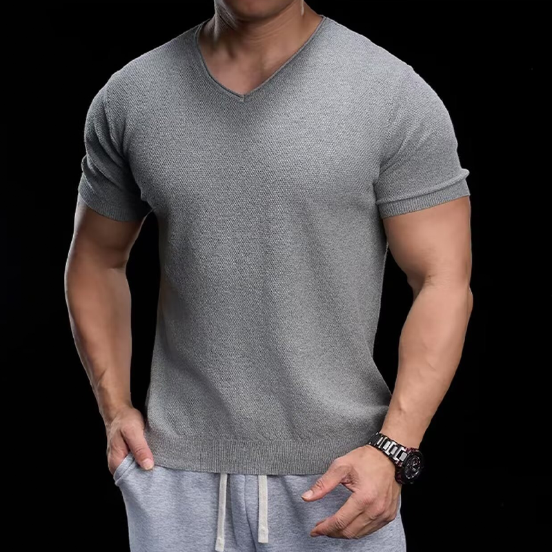 【M-3XL】🌿Lélegző V-nyakú kötött póló – Könnyű, puha, egész napos kényelem