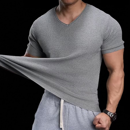 【M-3XL】🌿Lélegző V-nyakú kötött póló – Könnyű, puha, egész napos kényelem