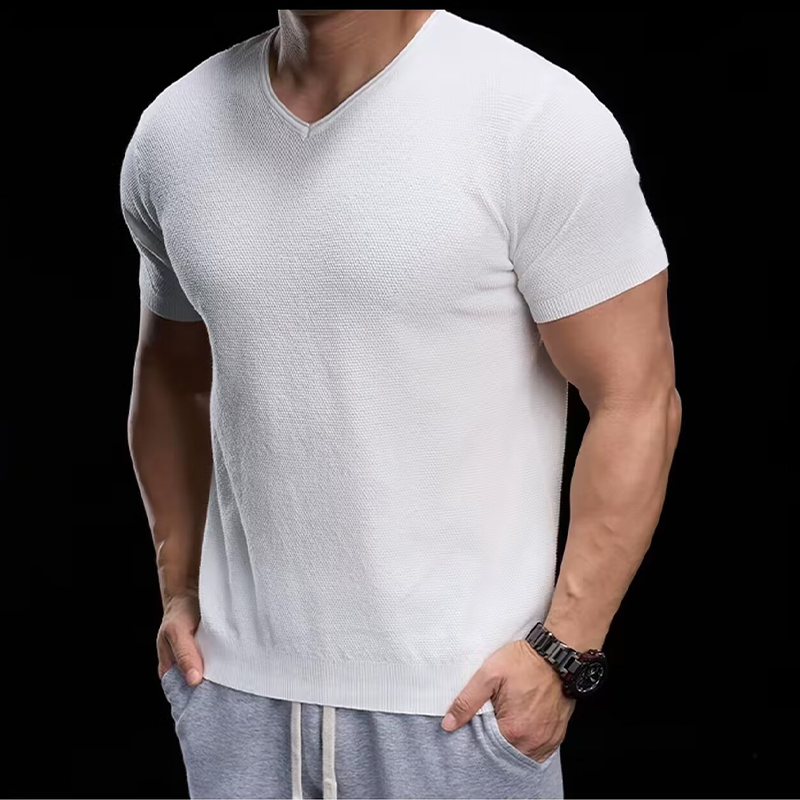 【M-3XL】🌿Lélegző V-nyakú kötött póló – Könnyű, puha, egész napos kényelem