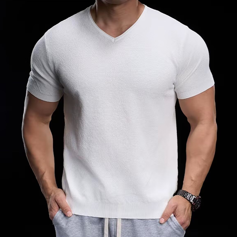 【M-3XL】🌿Lélegző V-nyakú kötött póló – Könnyű, puha, egész napos kényelem