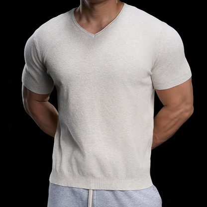 【M-3XL】🌿Lélegző V-nyakú kötött póló – Könnyű, puha, egész napos kényelem