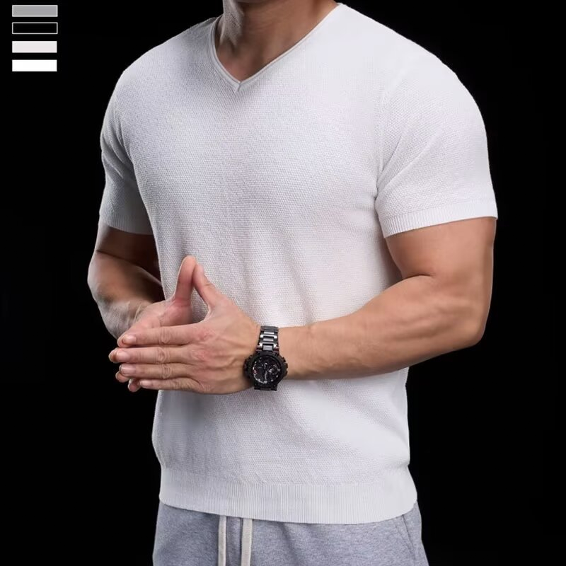 【M-3XL】🌿Lélegző V-nyakú kötött póló – Könnyű, puha, egész napos kényelem