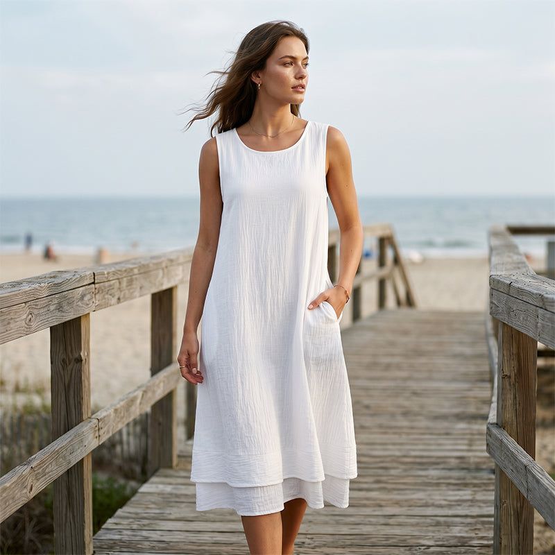 【S-5XL】👗Női nyári ujjatlan réteges ruha