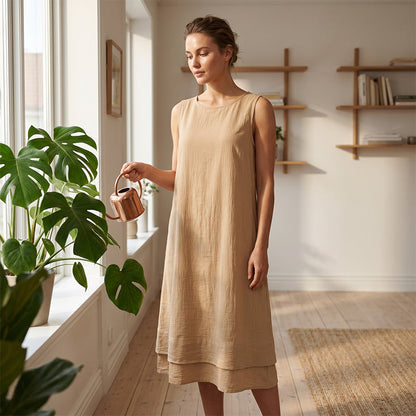 【S-5XL】👗Női nyári ujjatlan réteges ruha