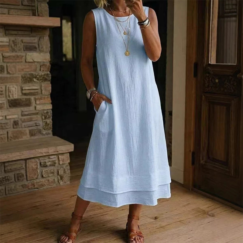 【S-5XL】👗Női nyári ujjatlan réteges ruha