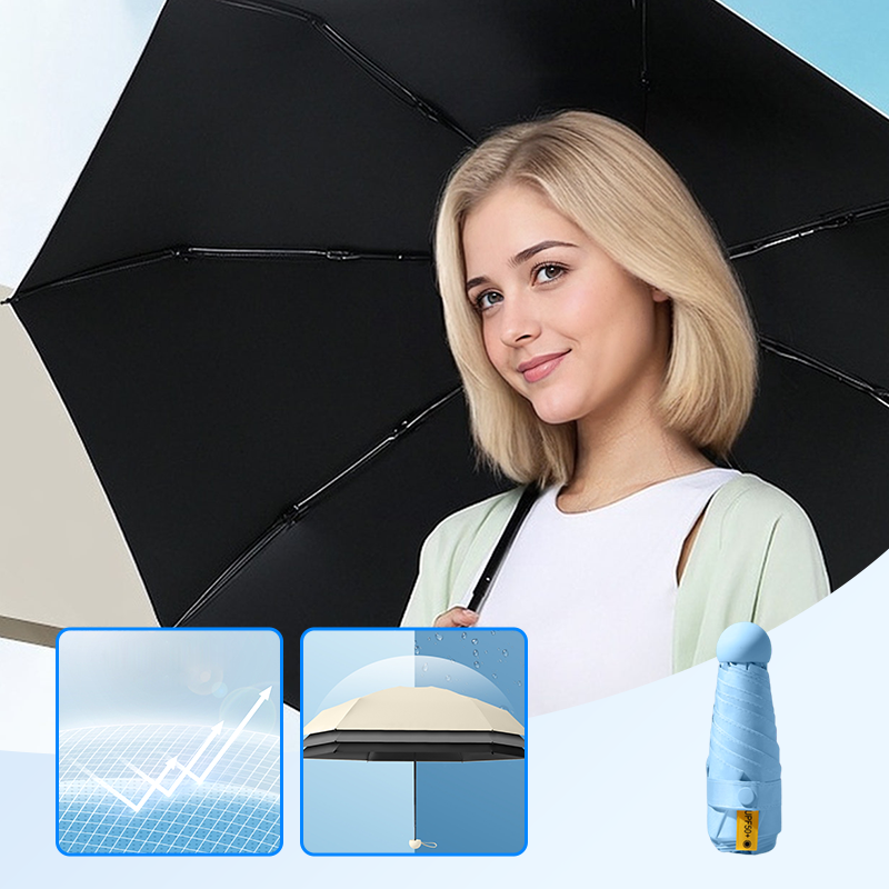 ☂️Kompakt, összecsukható esernyő UV-védelemmel – 🏖️UPF 50+, szélálló és vízálló