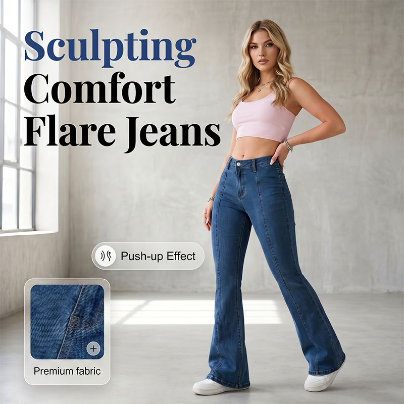 【S-2XL】👖Női klasszikus slim fit sztreccs kiszélesedő farmernadrág