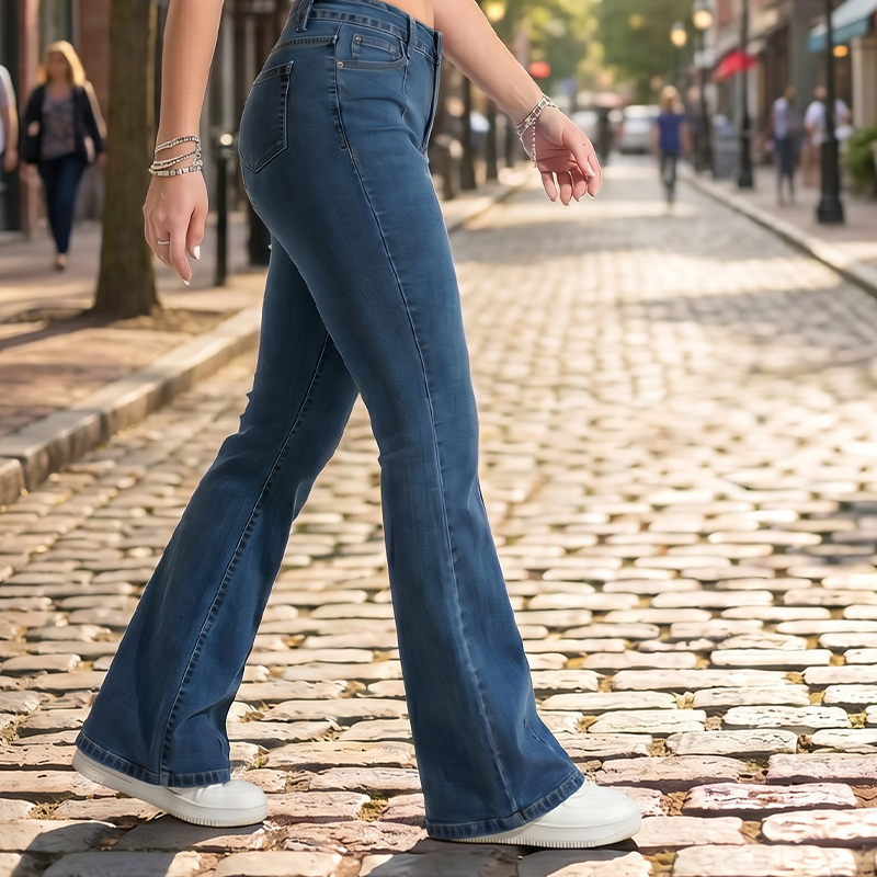 【S-2XL】👖Női klasszikus slim fit sztreccs kiszélesedő farmernadrág