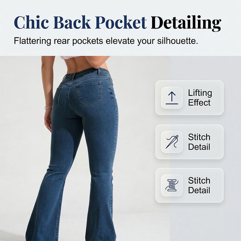 【S-2XL】👖Női klasszikus slim fit sztreccs kiszélesedő farmernadrág