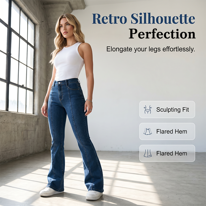 【S-2XL】👖Női klasszikus slim fit sztreccs kiszélesedő farmernadrág