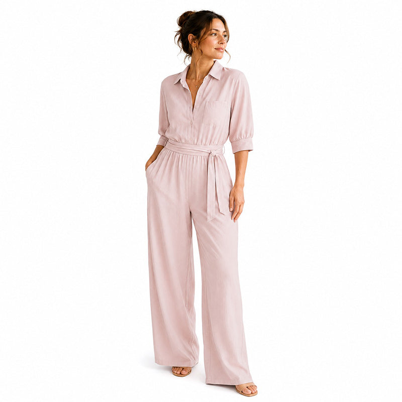 【S-2XL】💖Női, félhosszú ujjú, széles szárú jumpsuit