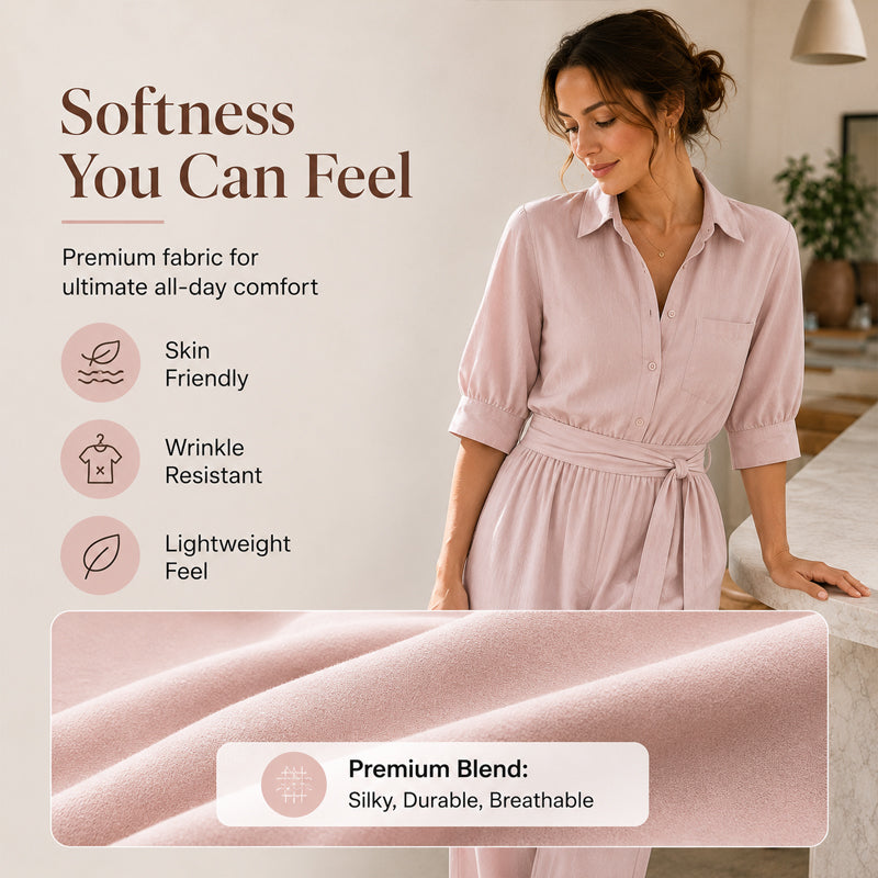 【S-2XL】💖Női, félhosszú ujjú, széles szárú jumpsuit