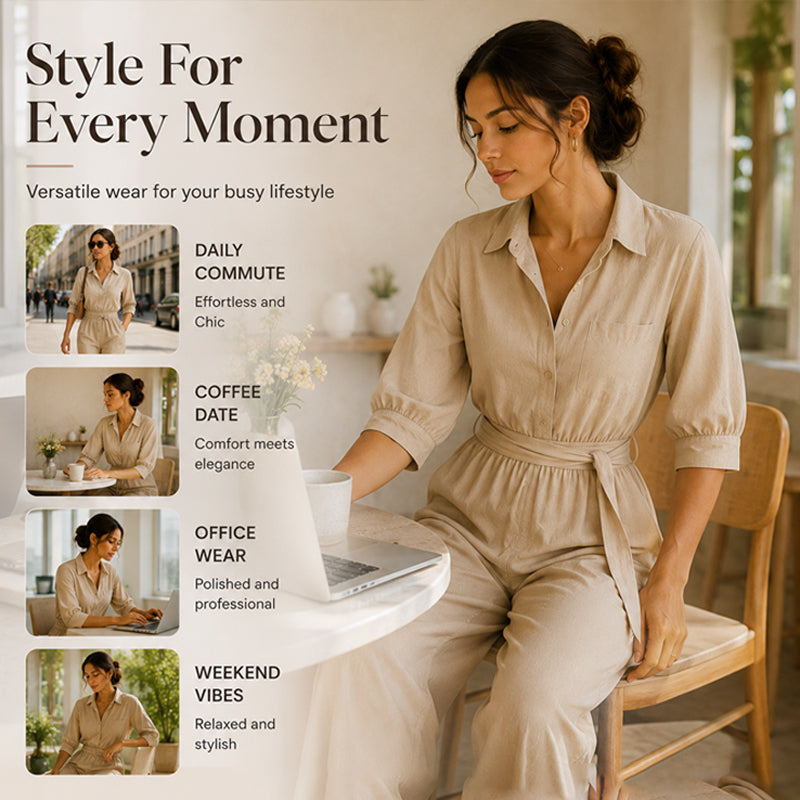 【S-2XL】💖Női, félhosszú ujjú, széles szárú jumpsuit