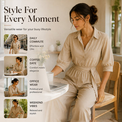 【S-2XL】💖Női, félhosszú ujjú, széles szárú jumpsuit