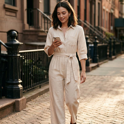 【S-2XL】💖Női, félhosszú ujjú, széles szárú jumpsuit