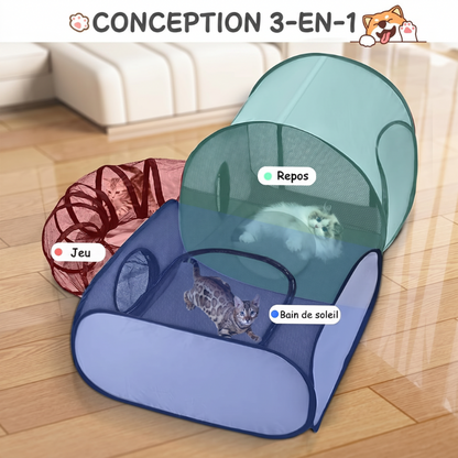🐱🏠Többfunkciós, kerítéssel ellátott macskaház – ✨szellőző, mosható és összecsukható