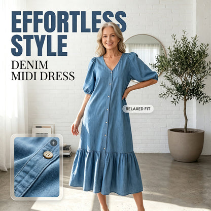 【M-3XL】👗Női V-nyakú, egysoros, rövid ujjú ruha