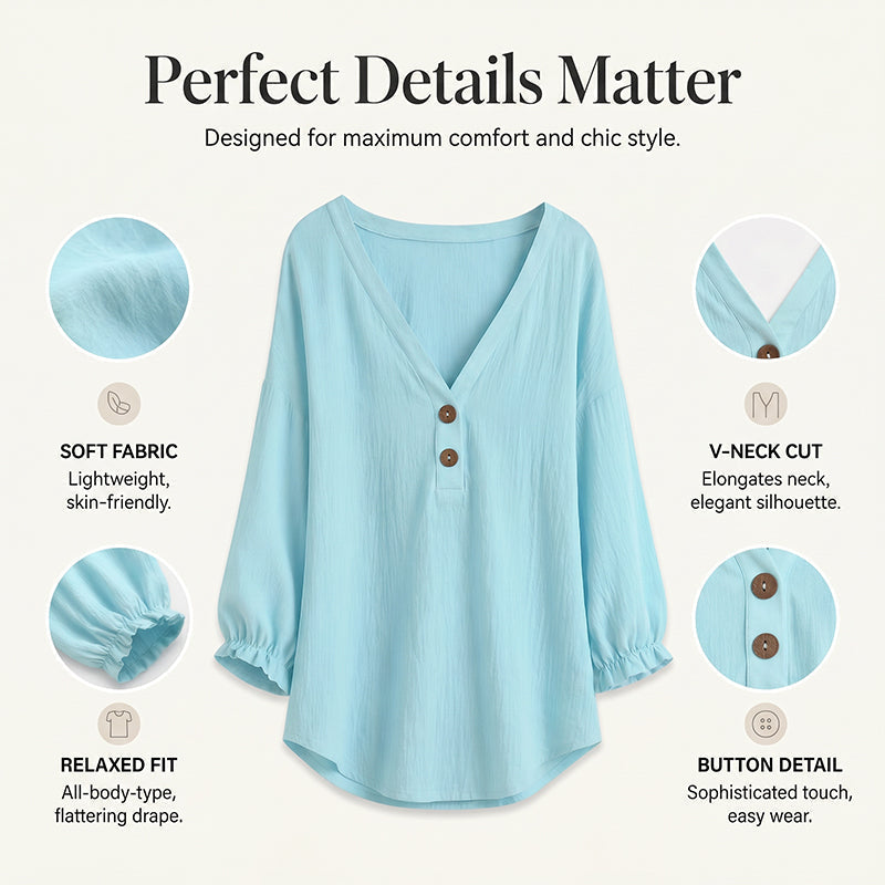 【S-2XL】🎀Női alkalmi V-nyakú 3/4-es ujjú felső
