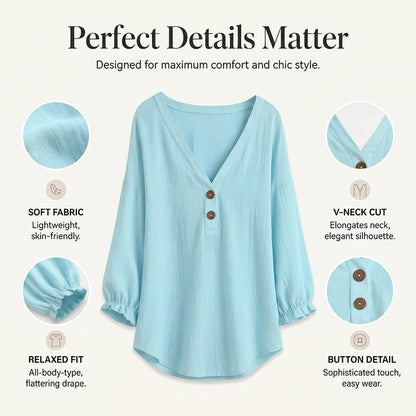 【S-2XL】🎀Női alkalmi V-nyakú 3/4-es ujjú felső