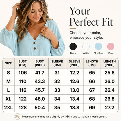 【S-2XL】🎀Női alkalmi V-nyakú 3/4-es ujjú felső