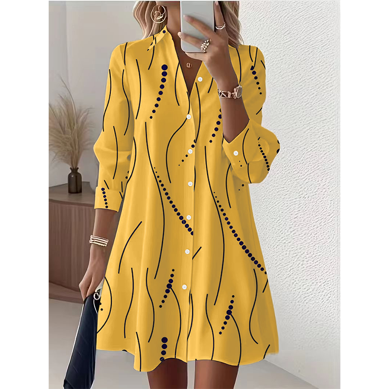 【S-2XL】🥀Női hosszú ujjú nyomott ingruha