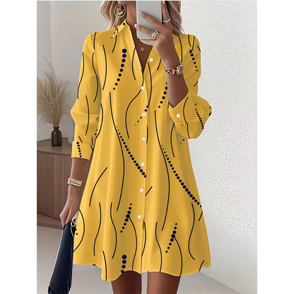 【S-2XL】🥀Női hosszú ujjú nyomott ingruha