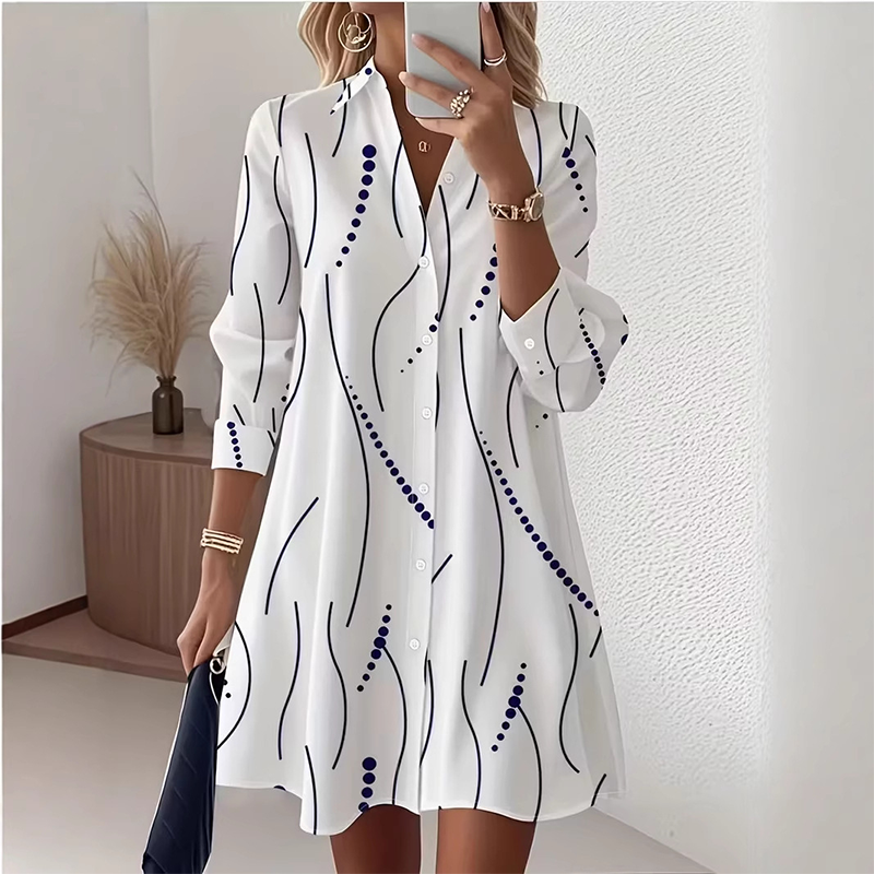 【S-2XL】🥀Női hosszú ujjú nyomott ingruha