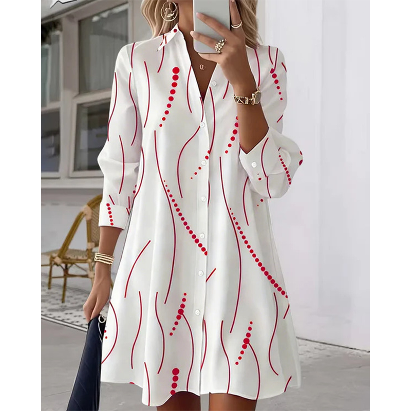 【S-2XL】🥀Női hosszú ujjú nyomott ingruha