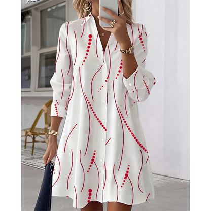 【S-2XL】🥀Női hosszú ujjú nyomott ingruha