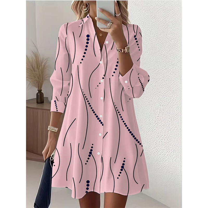 【S-2XL】🥀Női hosszú ujjú nyomott ingruha