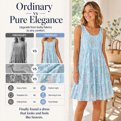 【S-2XL】👗Női ujjatlan, O-nyakú, réteges midi ruha