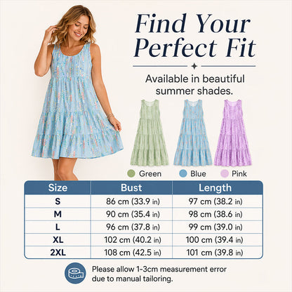 【S-2XL】👗Női ujjatlan, O-nyakú, réteges midi ruha