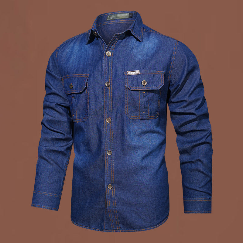 【M-3XL】👔Férfi alkalmi hosszú ujjú farmering