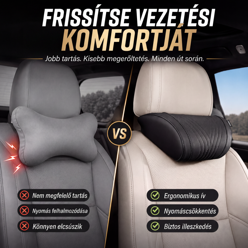 🚗 Prémium autós fejtámasz + deréktámasz párna szett