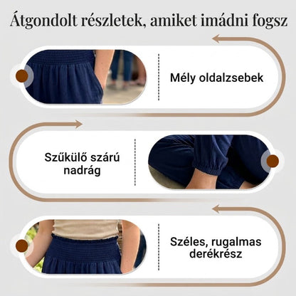 【✨S-2XL】👖 Női, smockolt, magas derekú harem nadrág