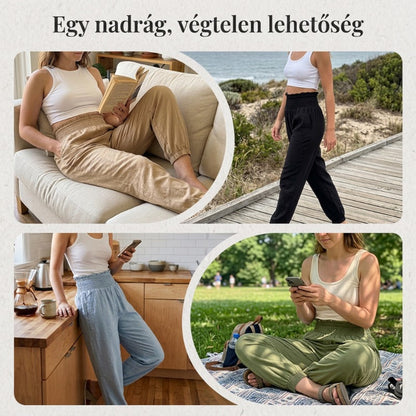 【✨S-2XL】👖 Női, smockolt, magas derekú harem nadrág