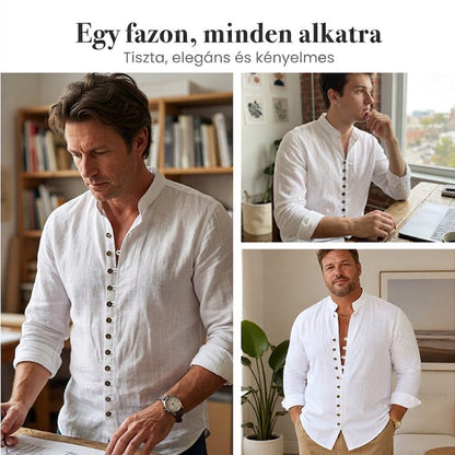 【M-3XL】🌿Férfi Retro Pamut-Len Ing: Légáteresztő Kényelem és Klasszikus Stílus
