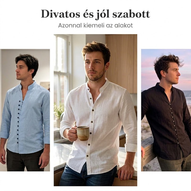 【M-3XL】🌿Férfi Retro Pamut-Len Ing: Légáteresztő Kényelem és Klasszikus Stílus