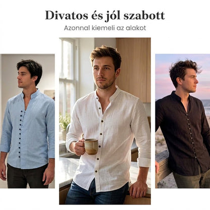 【M-3XL】🌿Férfi Retro Pamut-Len Ing: Légáteresztő Kényelem és Klasszikus Stílus